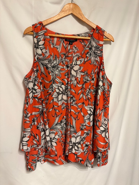 Zac & Rachel Tops - Zac & Rachel Flowy Officewear Orange Floral Sleeveless Top SZ XL.